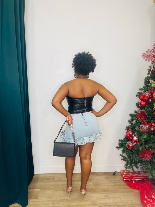 MS Faux Leather Tube Top