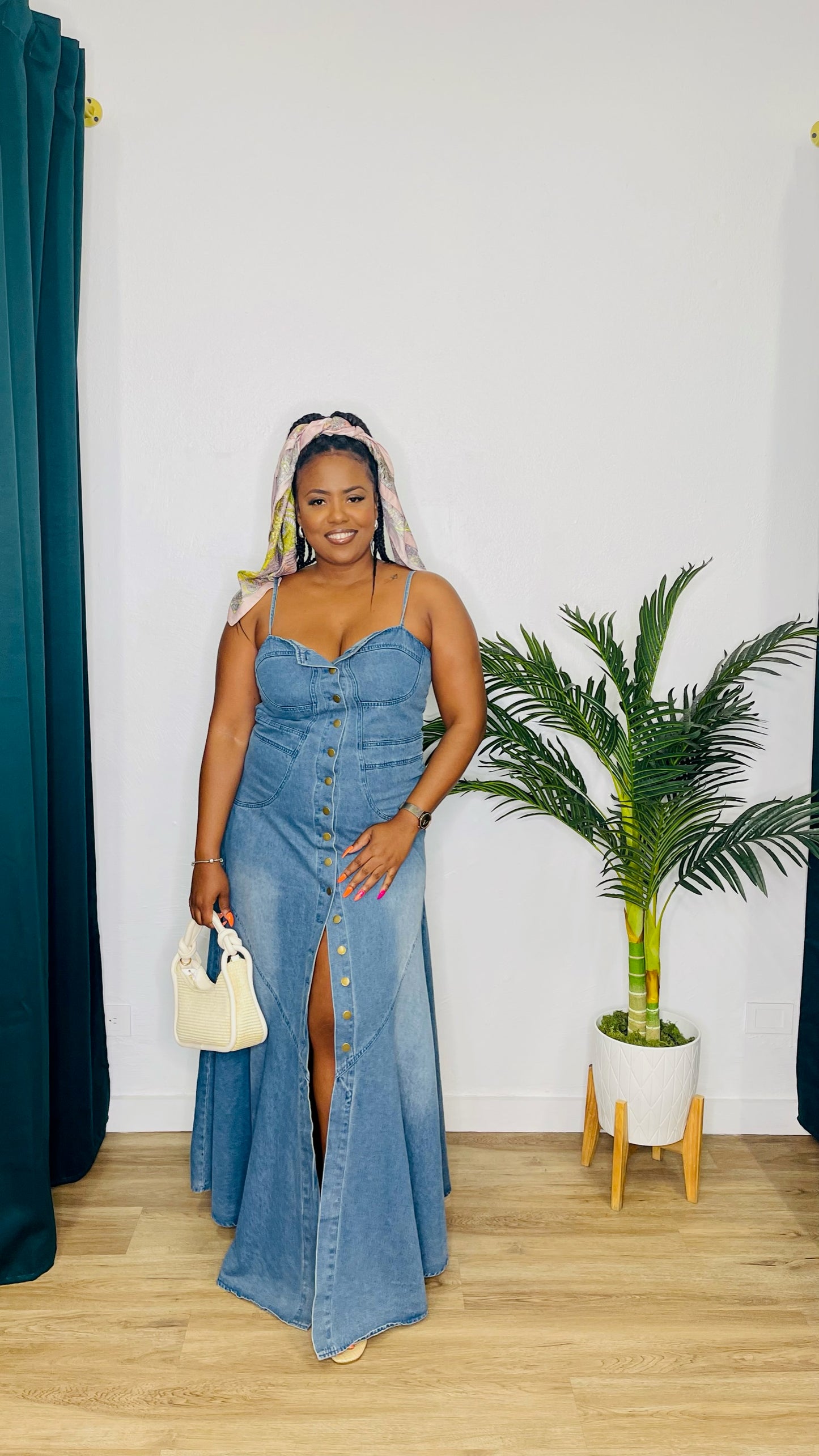 JJ Plus Denim Maxi Dress