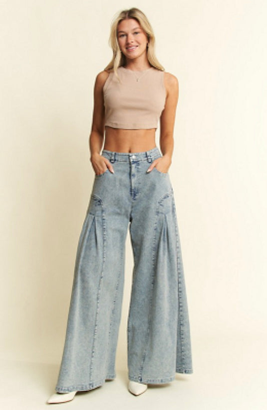 JJ Denim Wide Leg Flared Pants