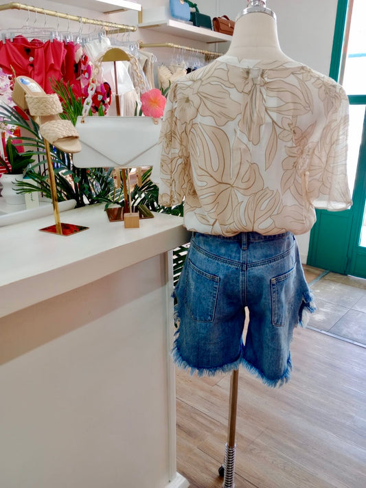 R+O V Neck Blouse