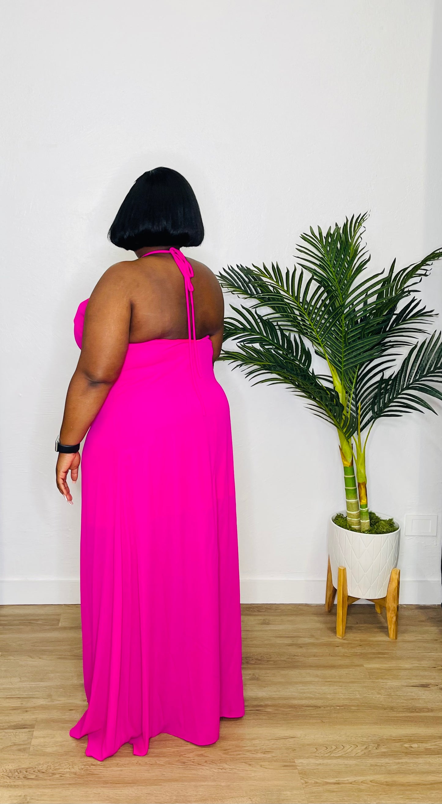 Caramela Magenta Halter Maxi Dress