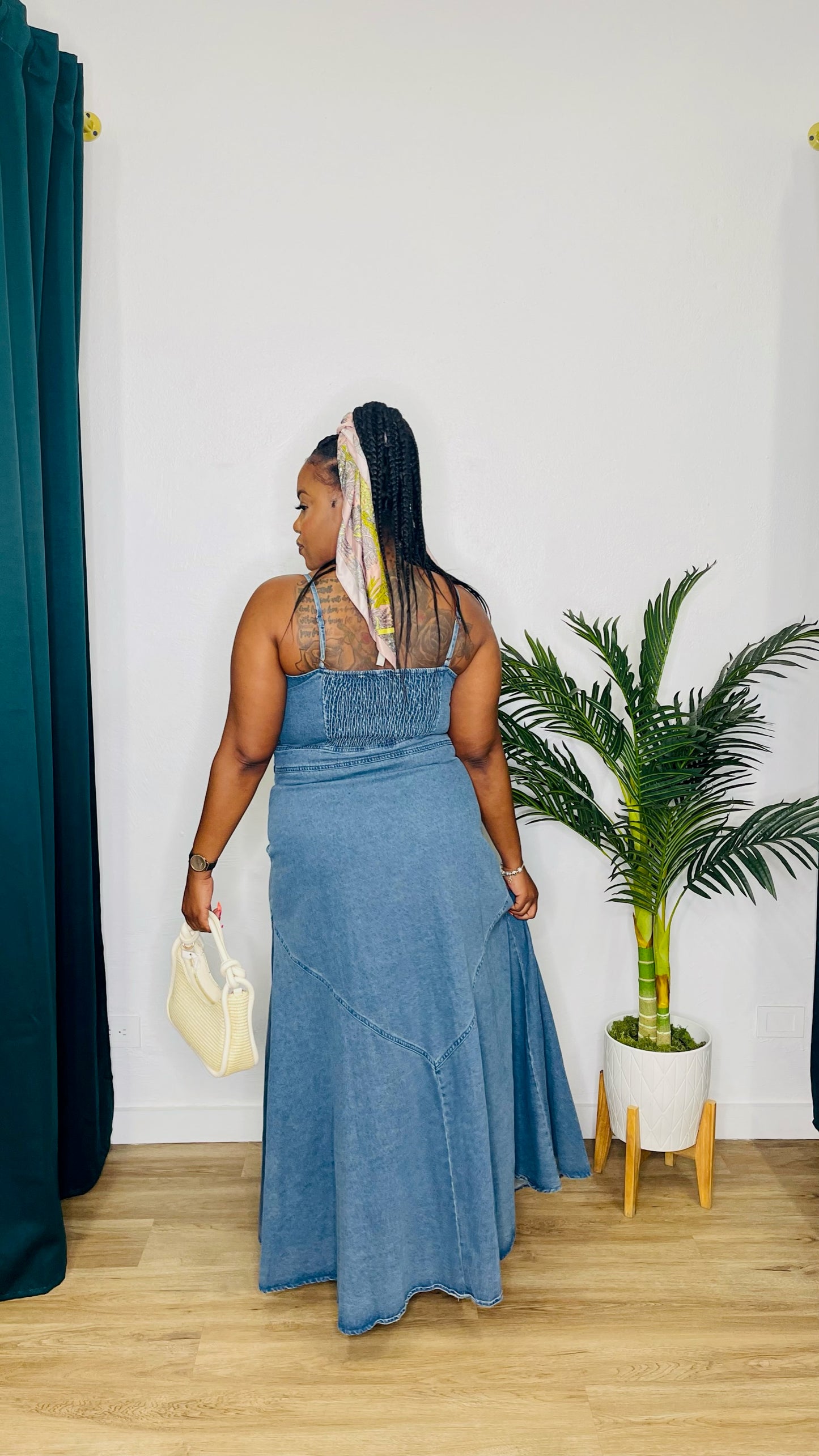 JJ Plus Denim Maxi Dress