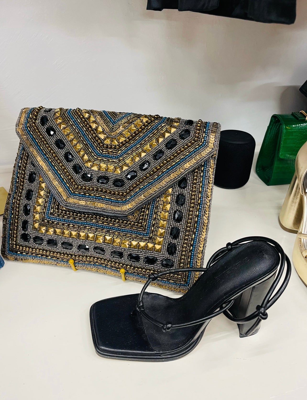 AB Jeweled Pharaoh Crossbody Clutch