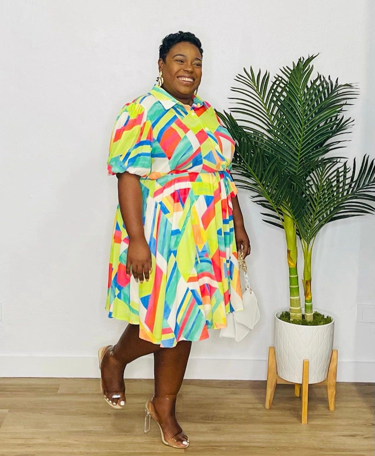 FT Plus SS Button Dress