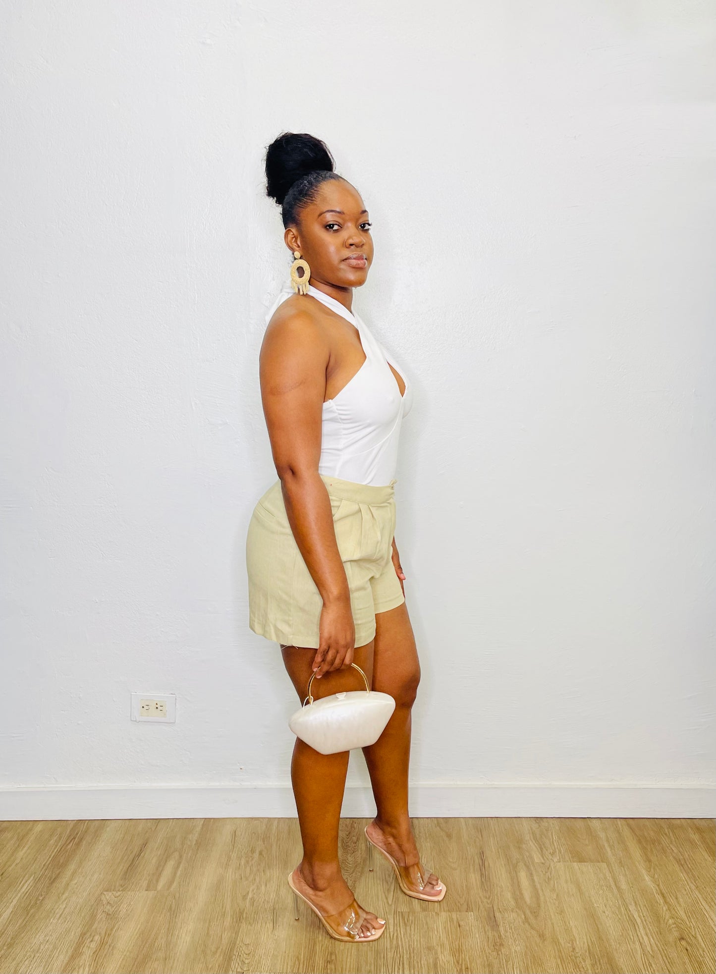 ILLA ILLA Ribbed Cross Over Halter Top