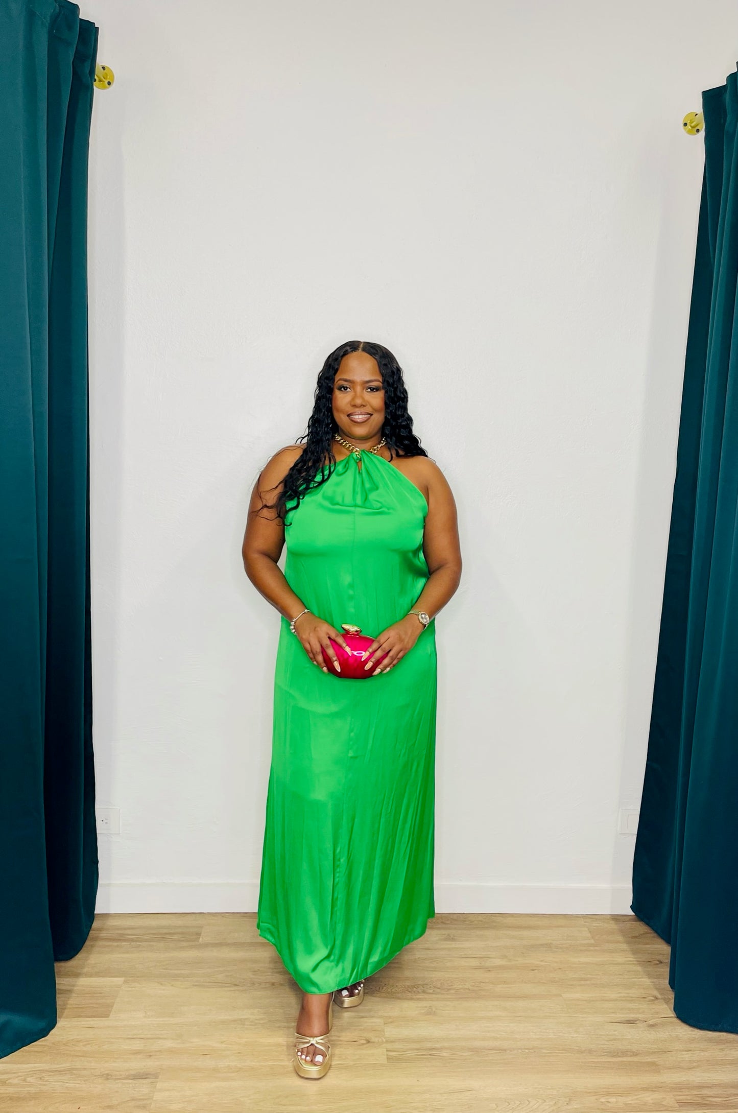 BSL Chain Halter Maxi Dress