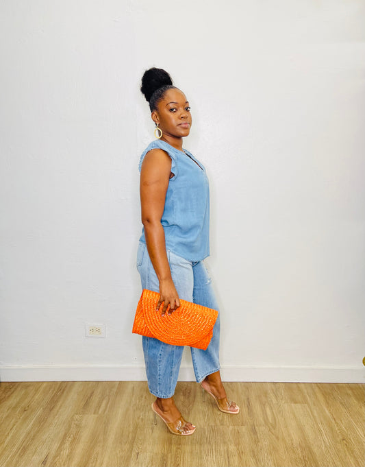 Blu Pepper Ruffle V Neck Blouse