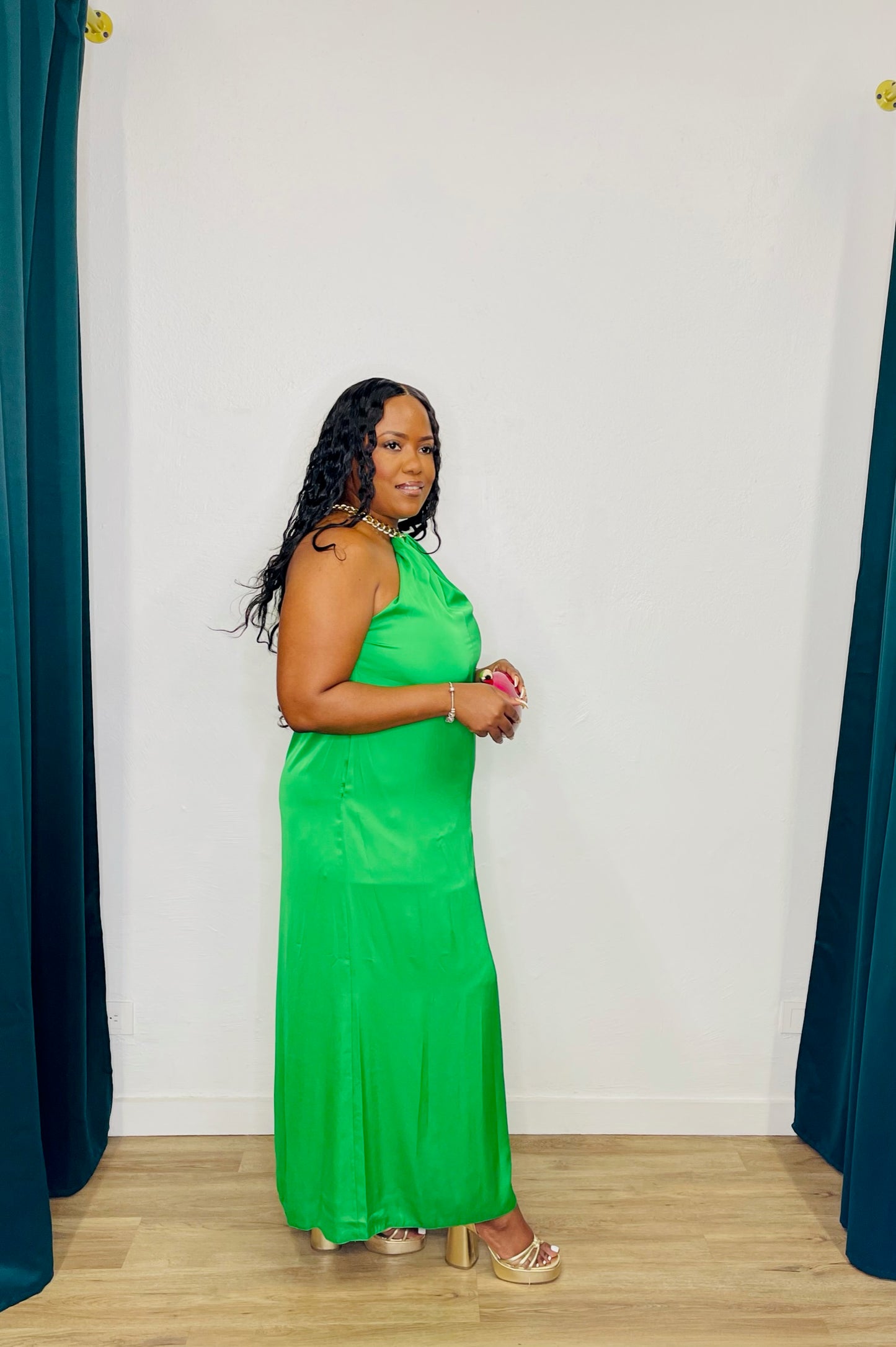BSL Chain Halter Maxi Dress