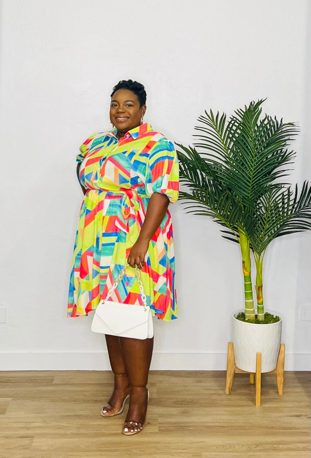 FT Plus SS Button Dress