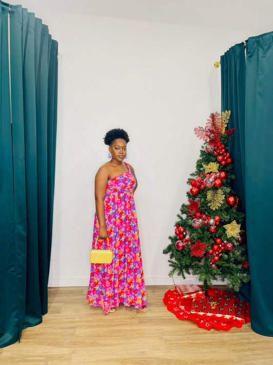 Peach Love One Shoulder Maxi Dress