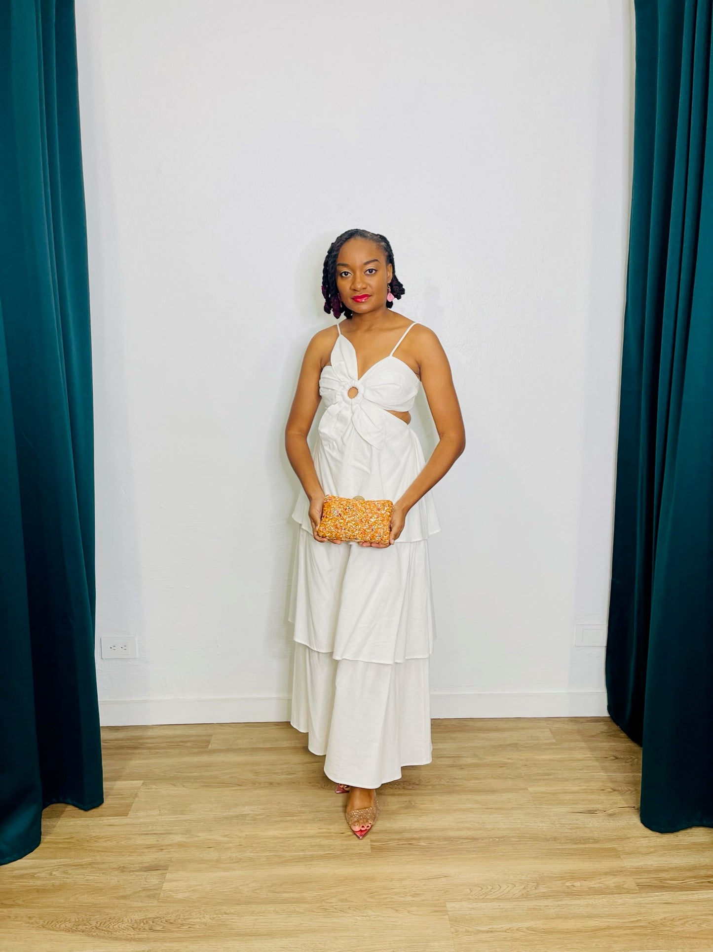 EB Maxi Flrl Applique Tiered Dress