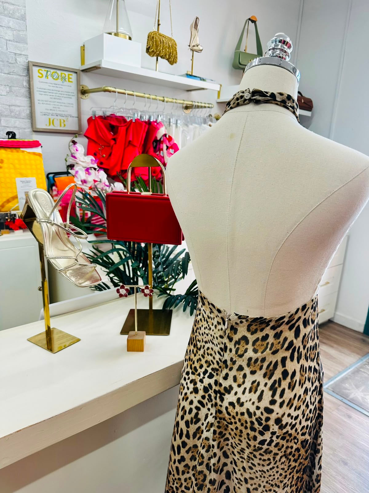 H&M Leopard Halter Midi Dress