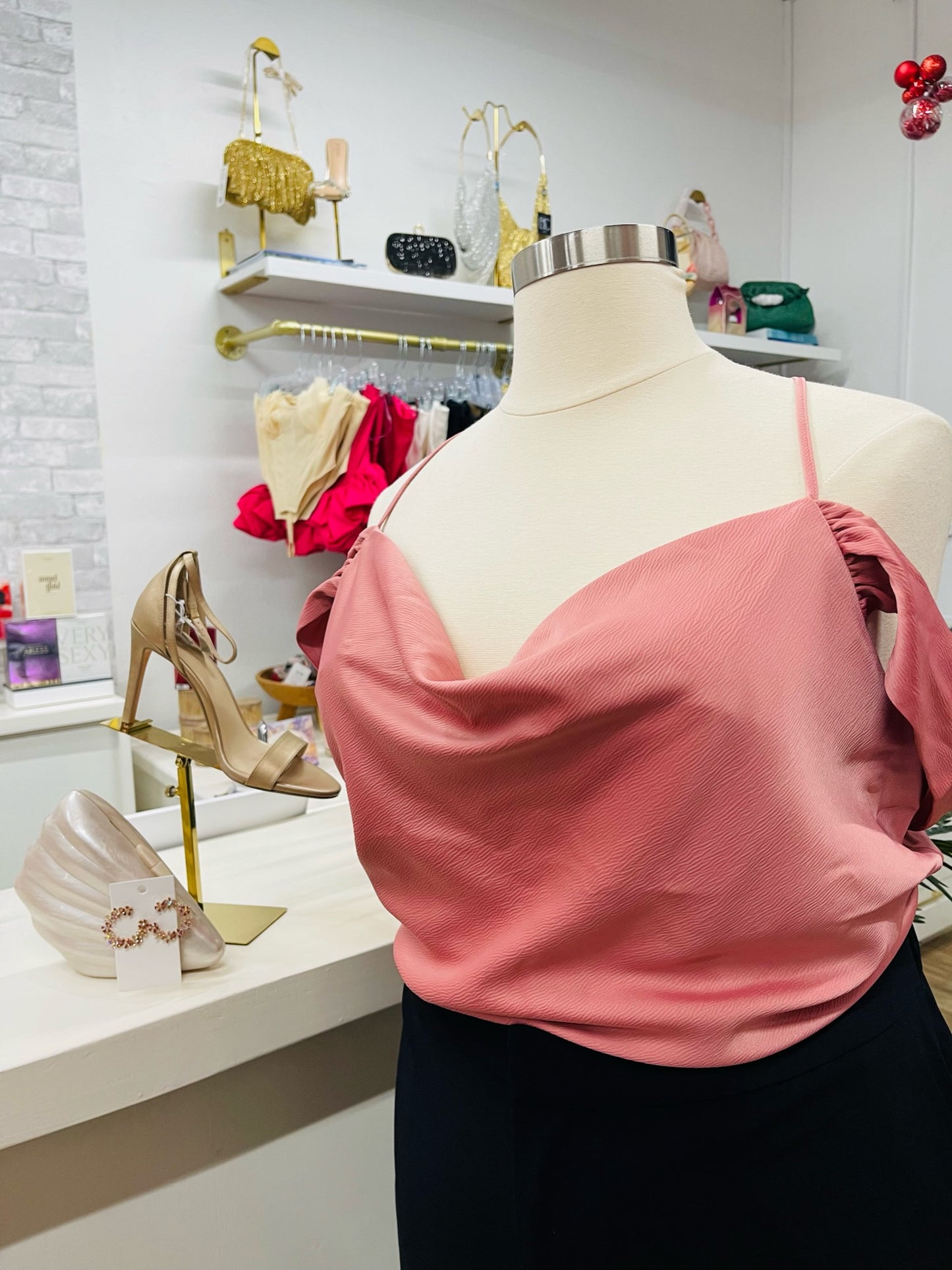 Eloquii Off-Shoulder Cowl Neck Blouse