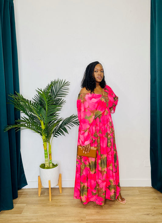 T.C.E.C. Flrl Sateen Maxi Dress