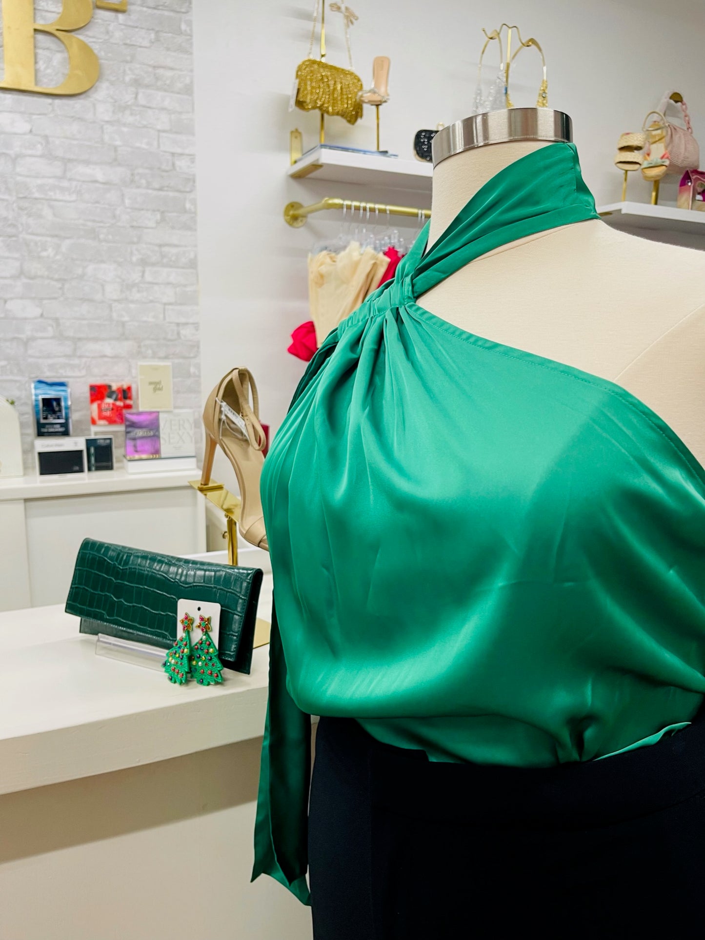 Eloquii Draped Neckline Tie Blouse
