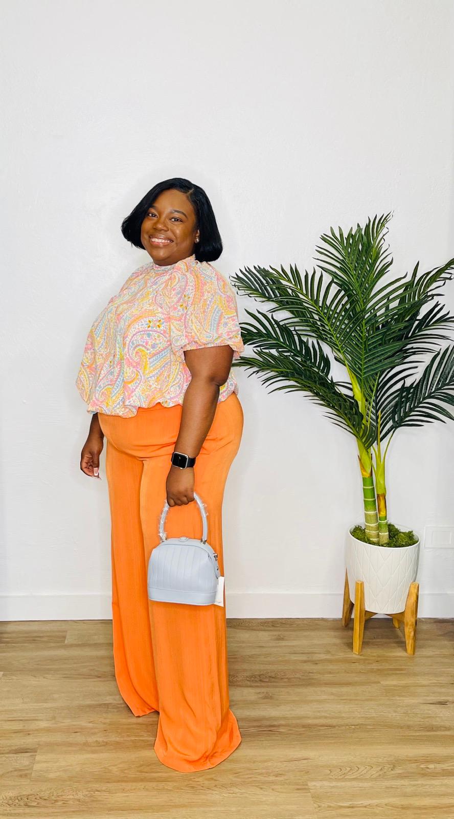 Entro Plus High Neck Puff Sleeve Top
