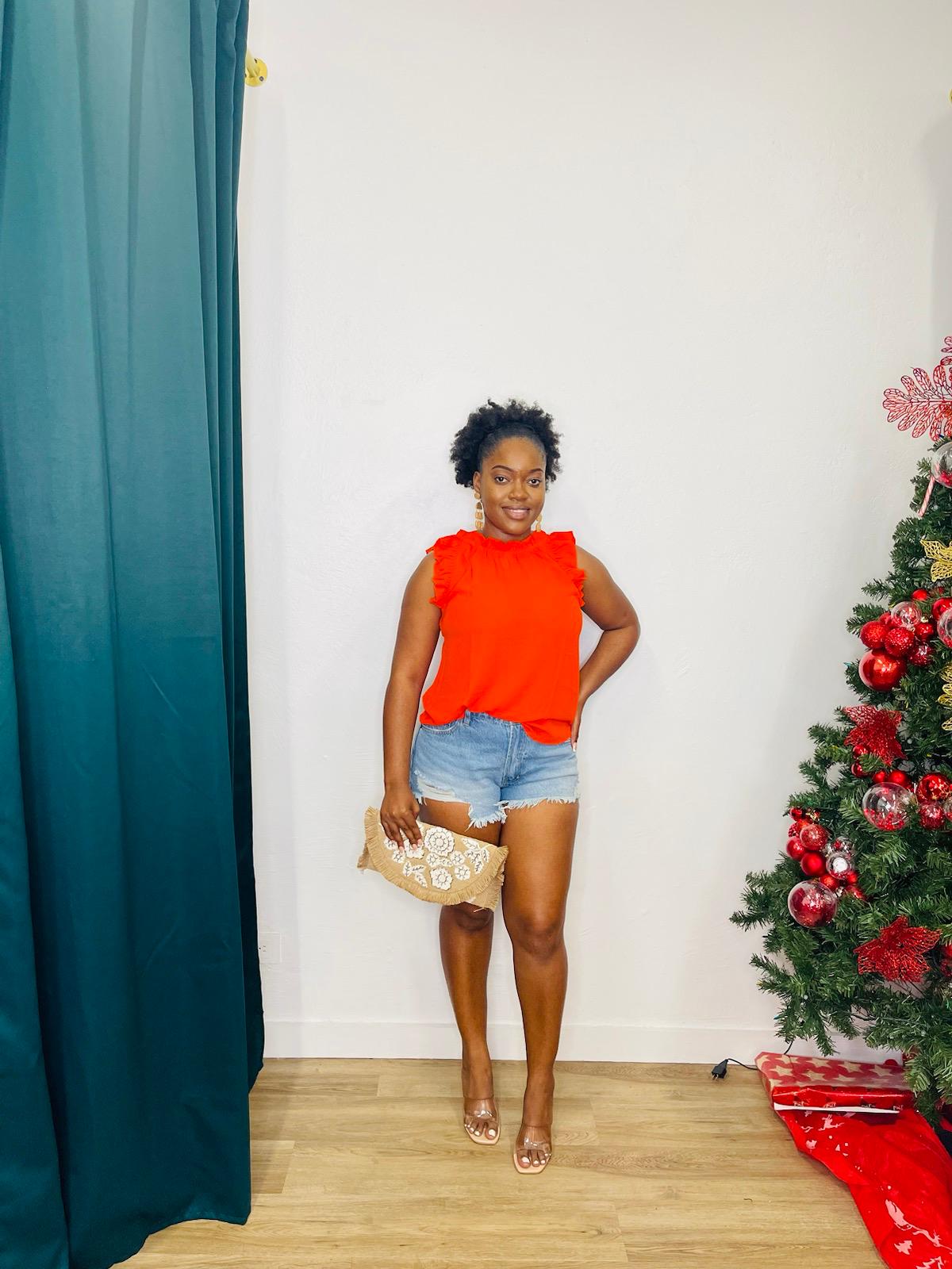 Mine/BP Ruffle Neck Top
