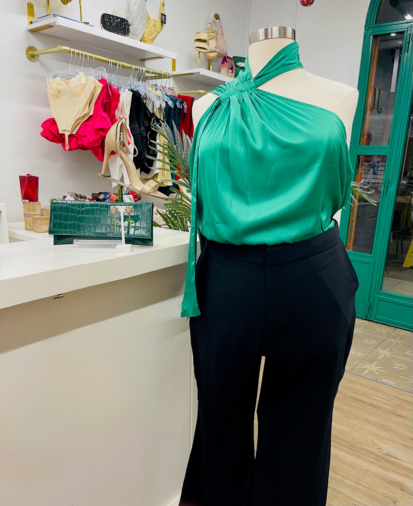 Eloquii Draped Neckline Tie Blouse