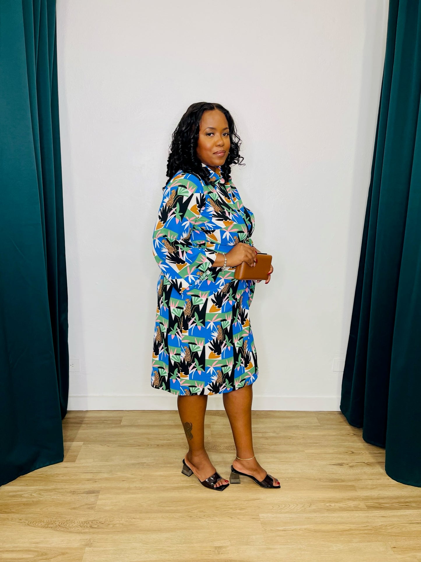 Clover and Sloane Plus LS Wrap Midi Dress