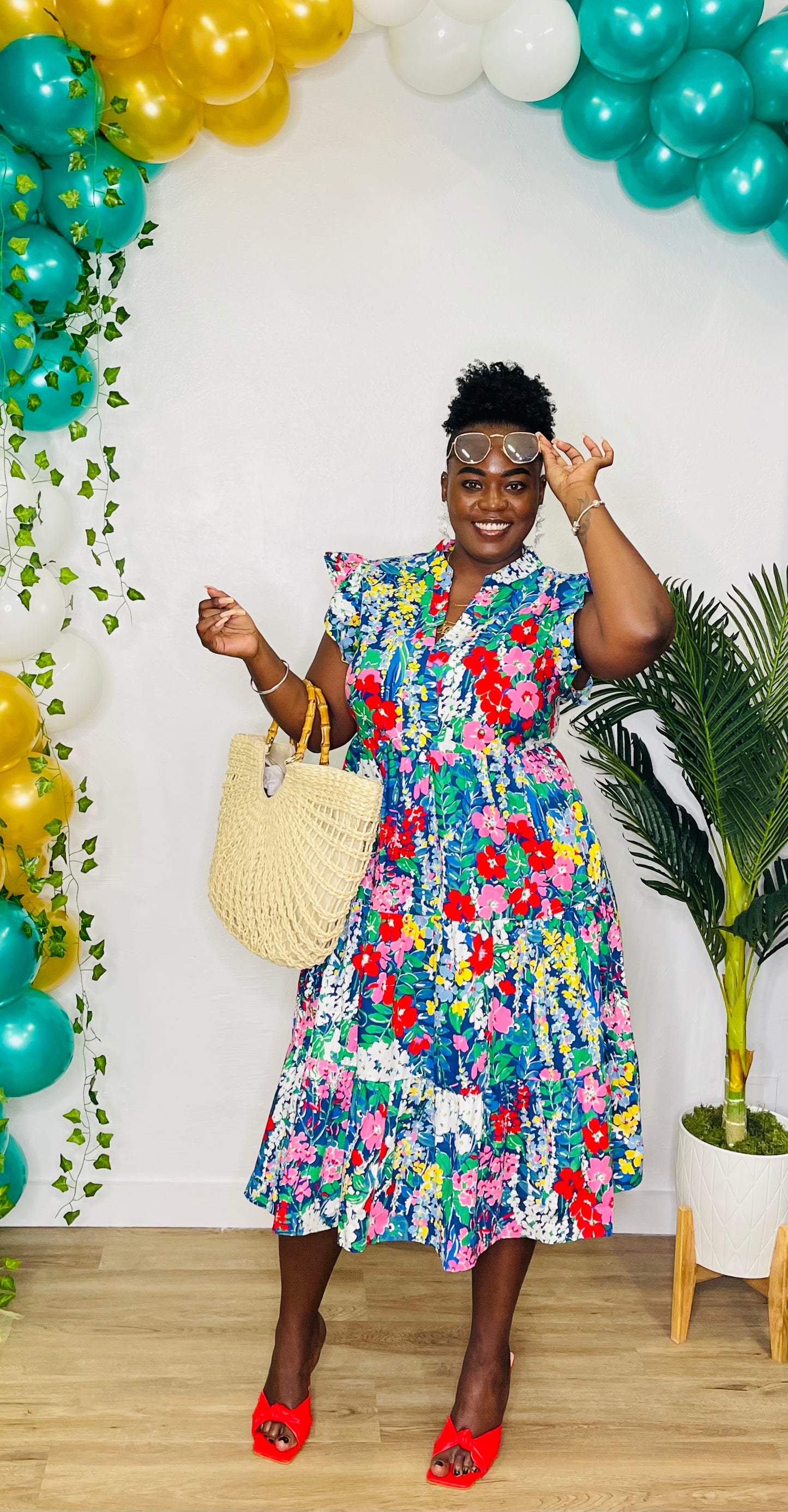 Entro Plus Ruffle Sleeve Dress