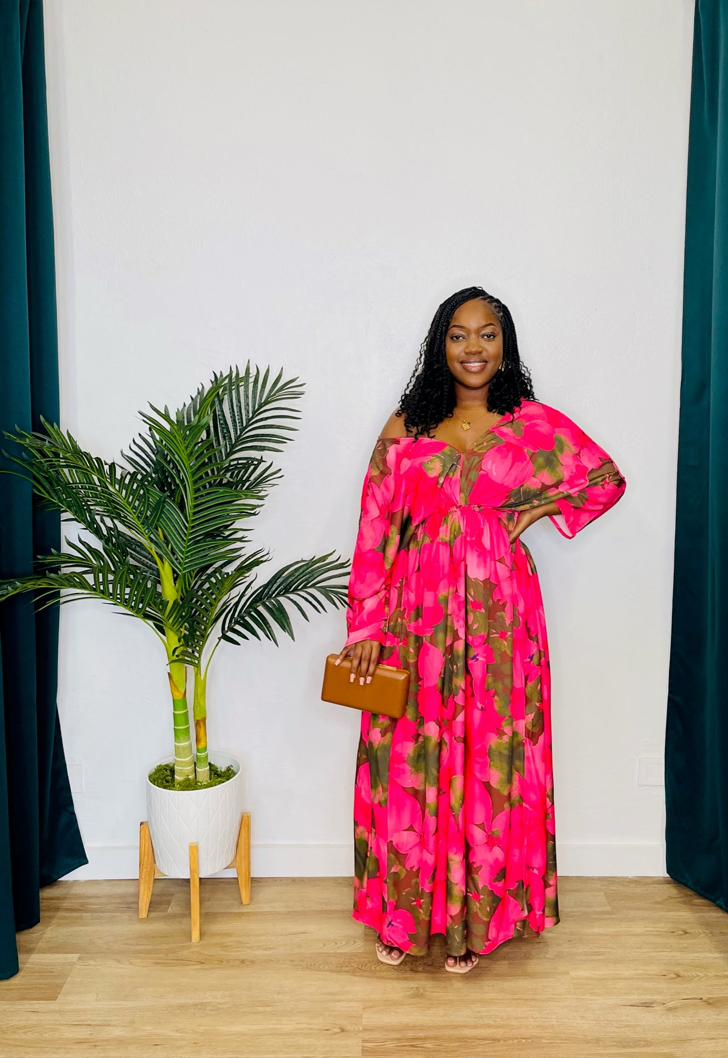 T.C.E.C. Flrl Sateen Maxi Dress