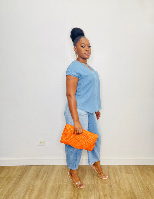 BP/Perch SS Button Back Denim Shirt