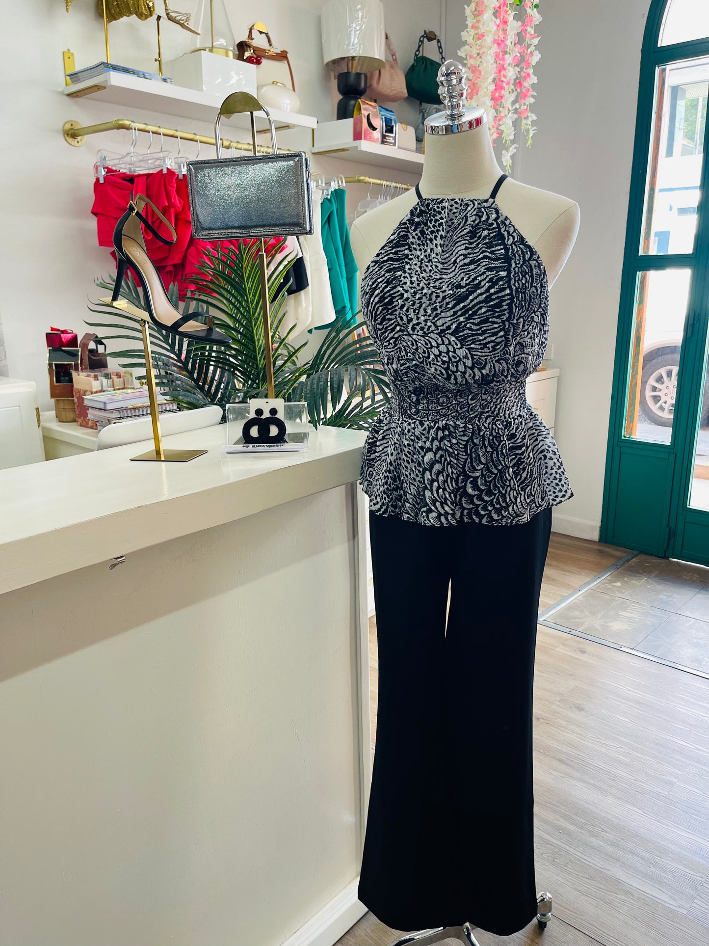 BCBG Peplum Halter Top
