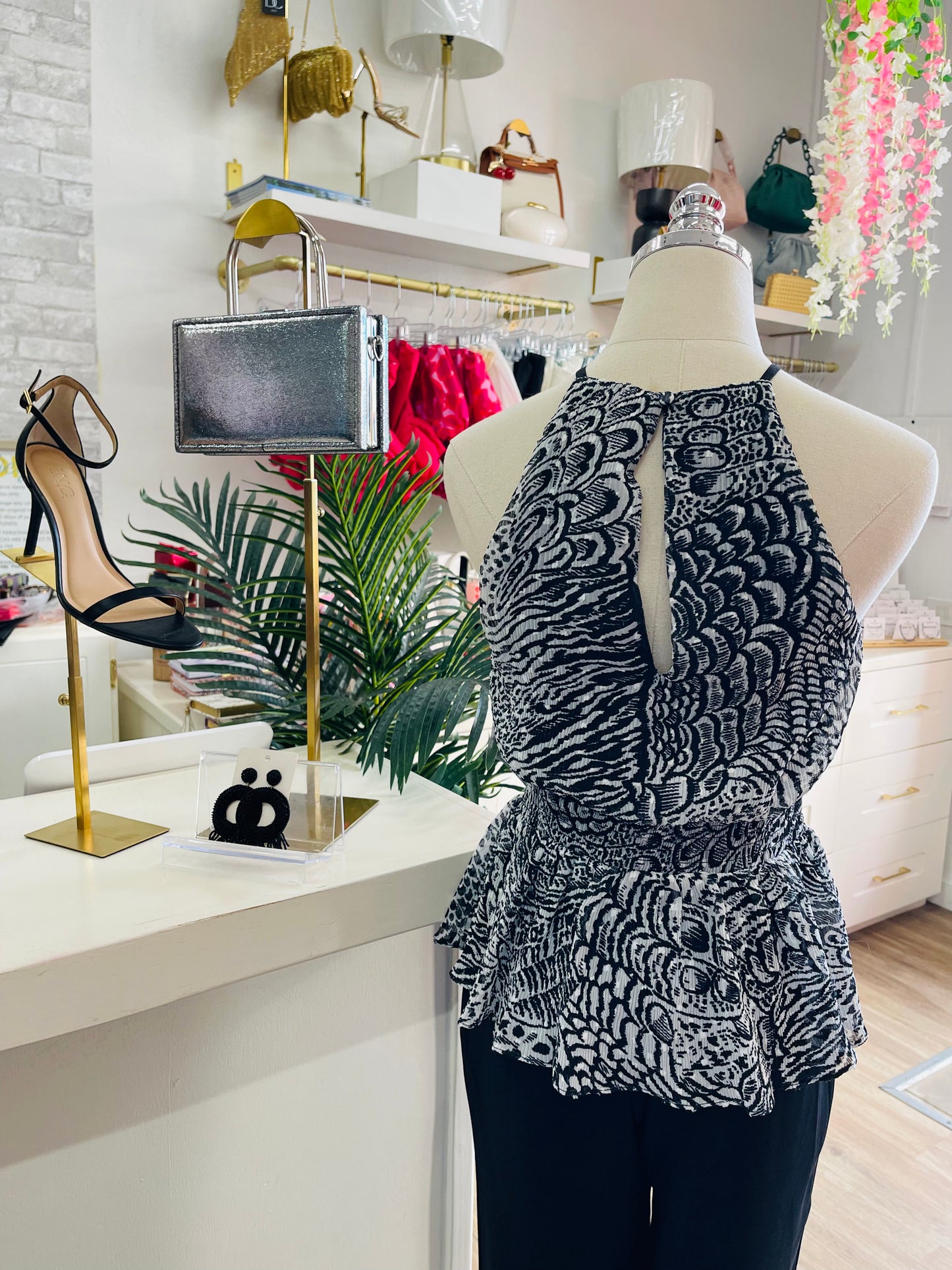 BCBG Peplum Halter Top