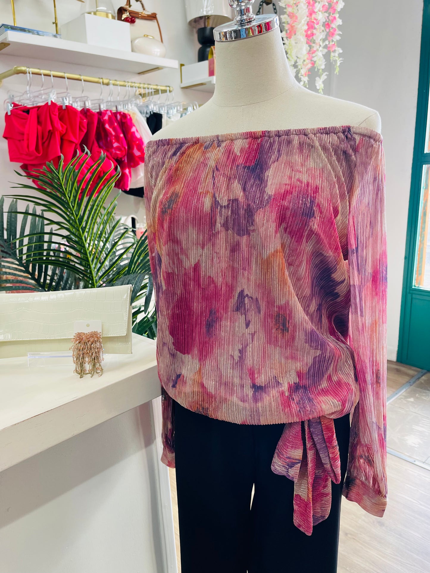 MSK Metallic Off Shlder Top