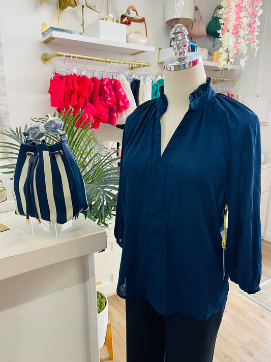 CeCe 3/4 Sleeve V Neck Blouse