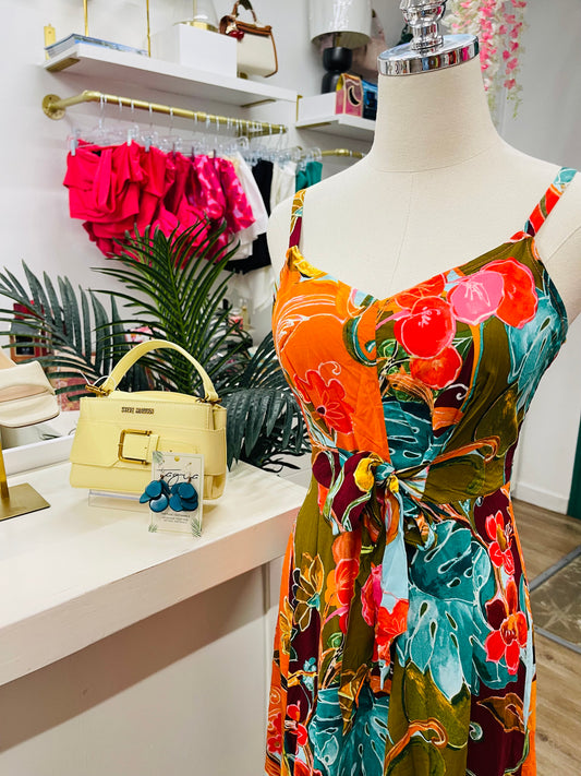 MSK Gina Tie Midi Dress