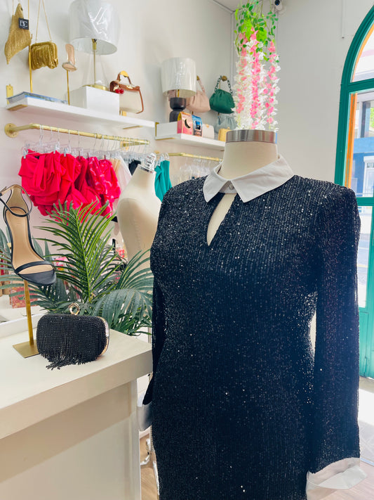 KL Tuxedo Sequins Dress