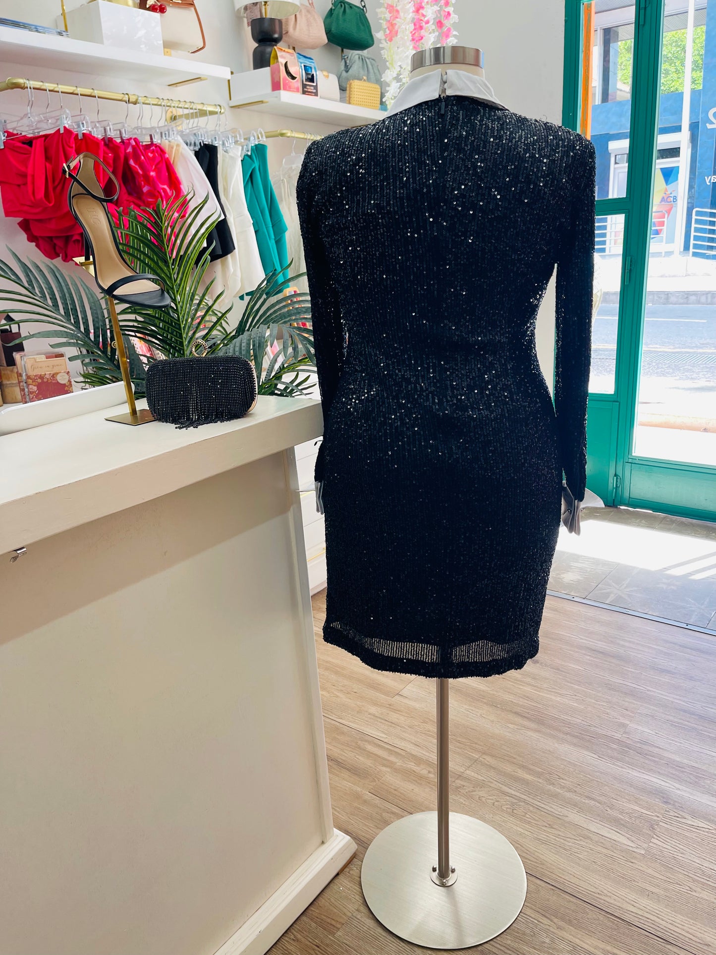 KL Tuxedo Sequins Dress