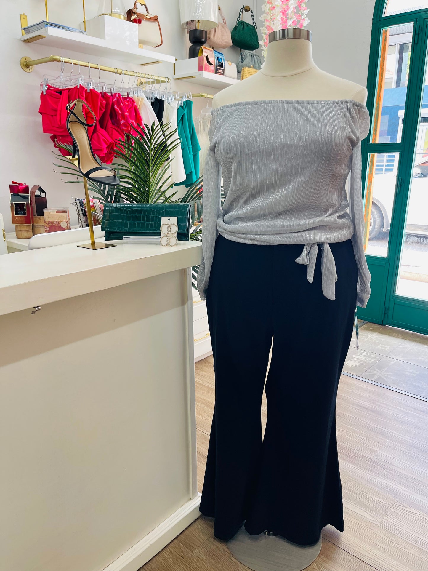 MSK Metallic Off Shlder Top