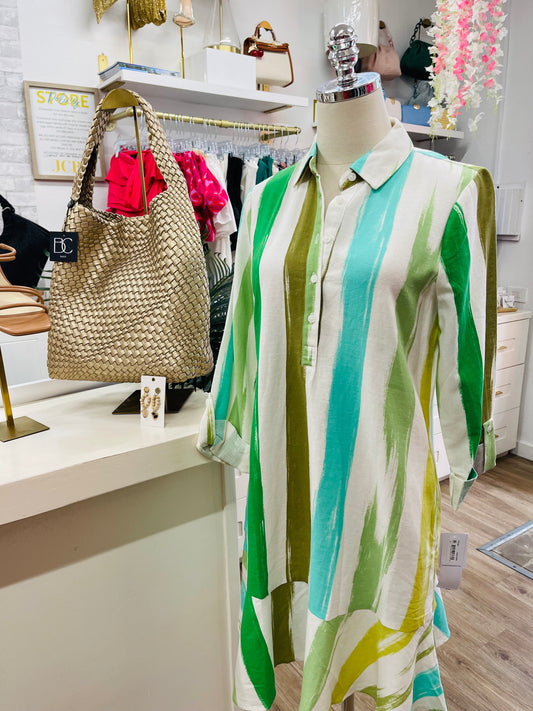 LT 3/4 Sleeve Striped Shift Dress