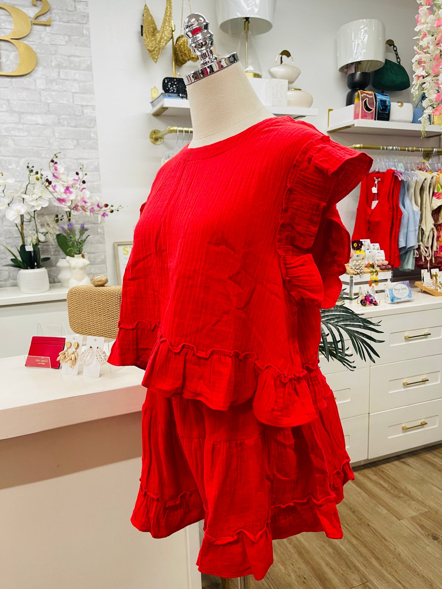 New In Gauze Shorts Set