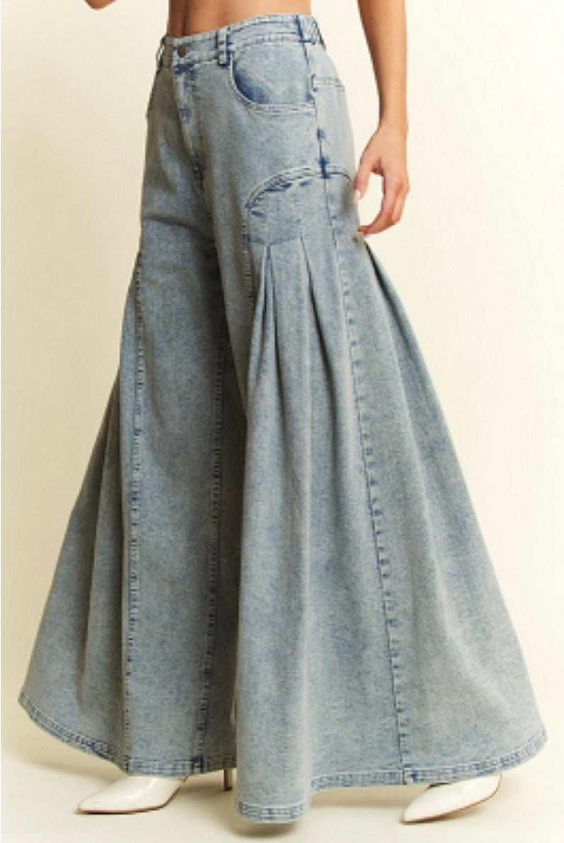 JJ Denim Wide Leg Flared Pants