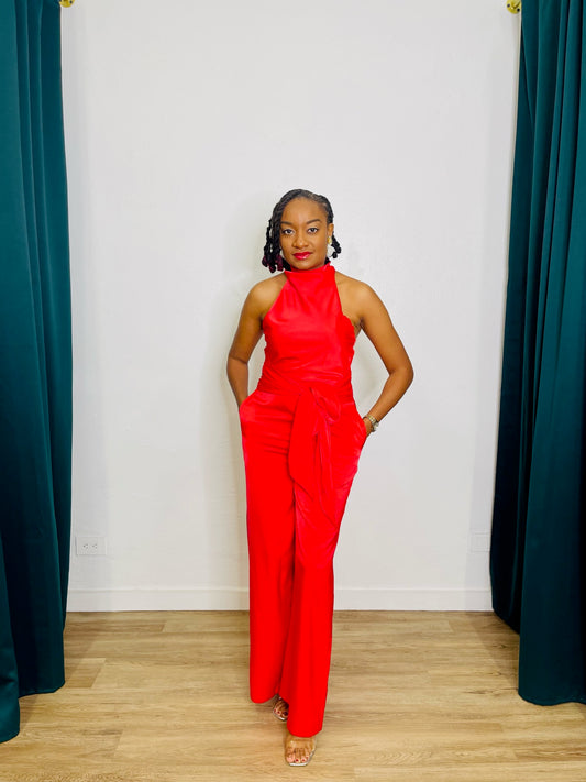 DO+BE Cowl Neck Halter Jumpsuit