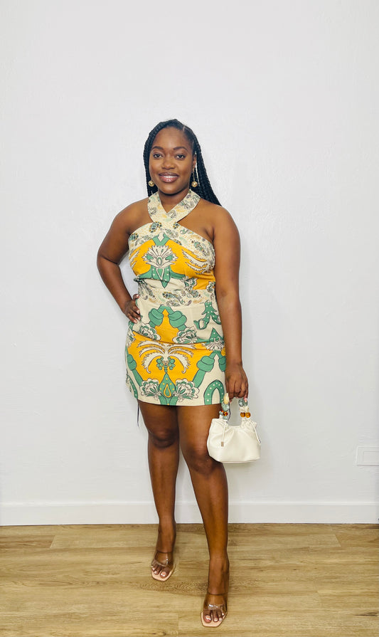 SMU Paisley Halter Mini Dress