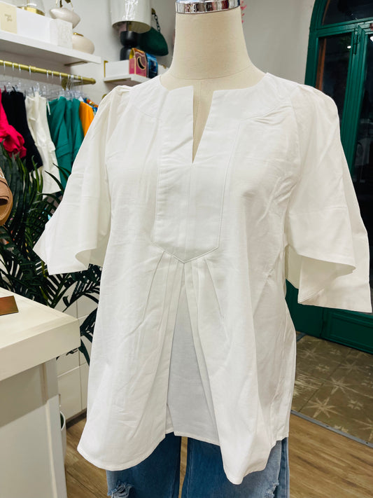 Fate Oversized Flutter Slve V Neck Blouse