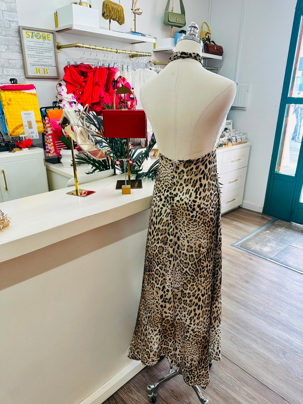 H&M Leopard Halter Midi Dress