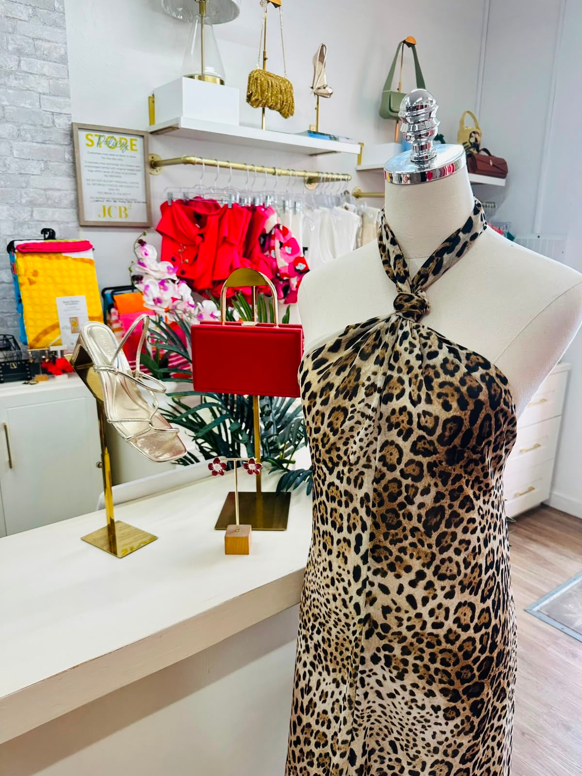 H&M Leopard Halter Midi Dress