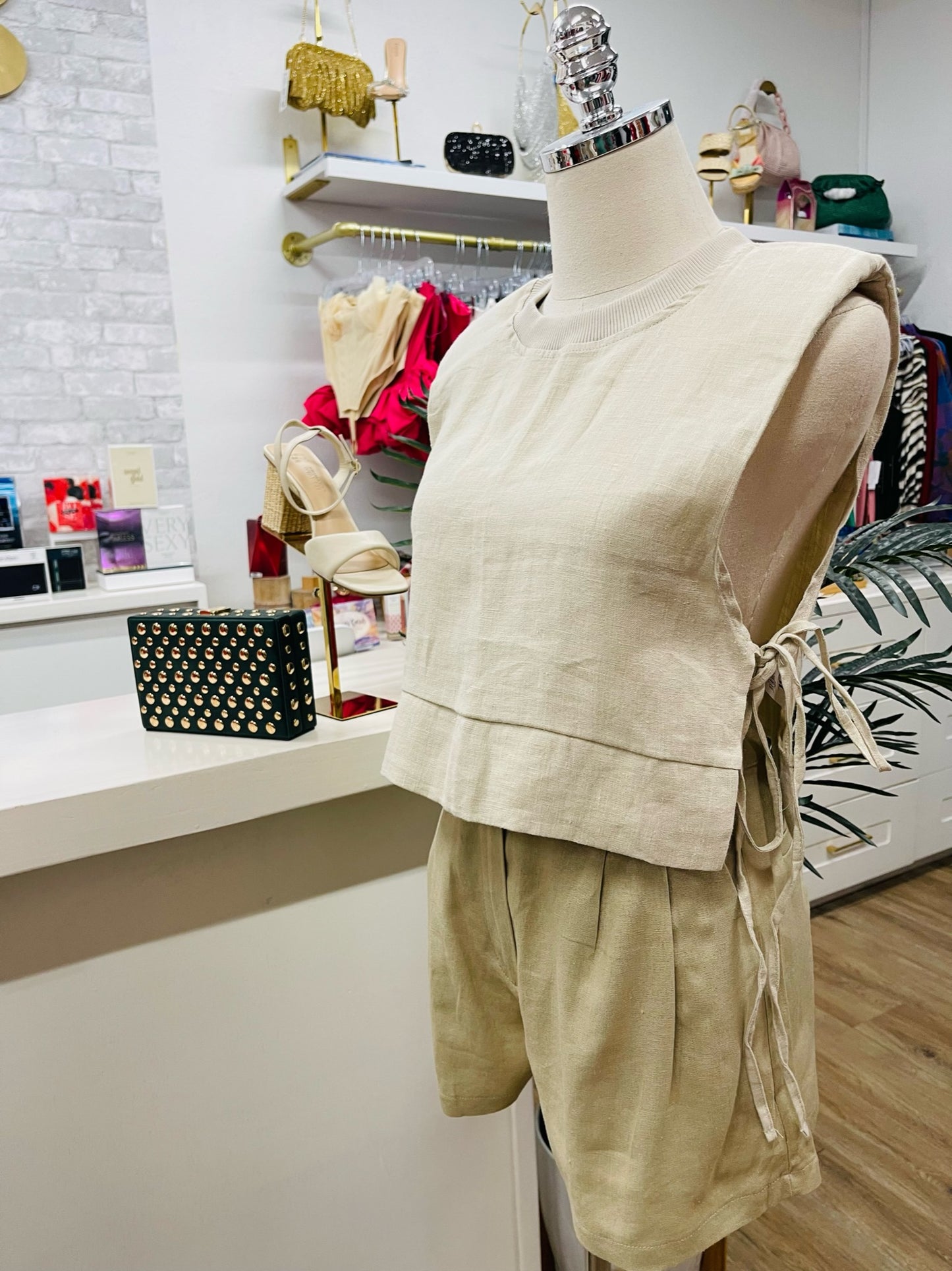 BSL Cutout Linen Top