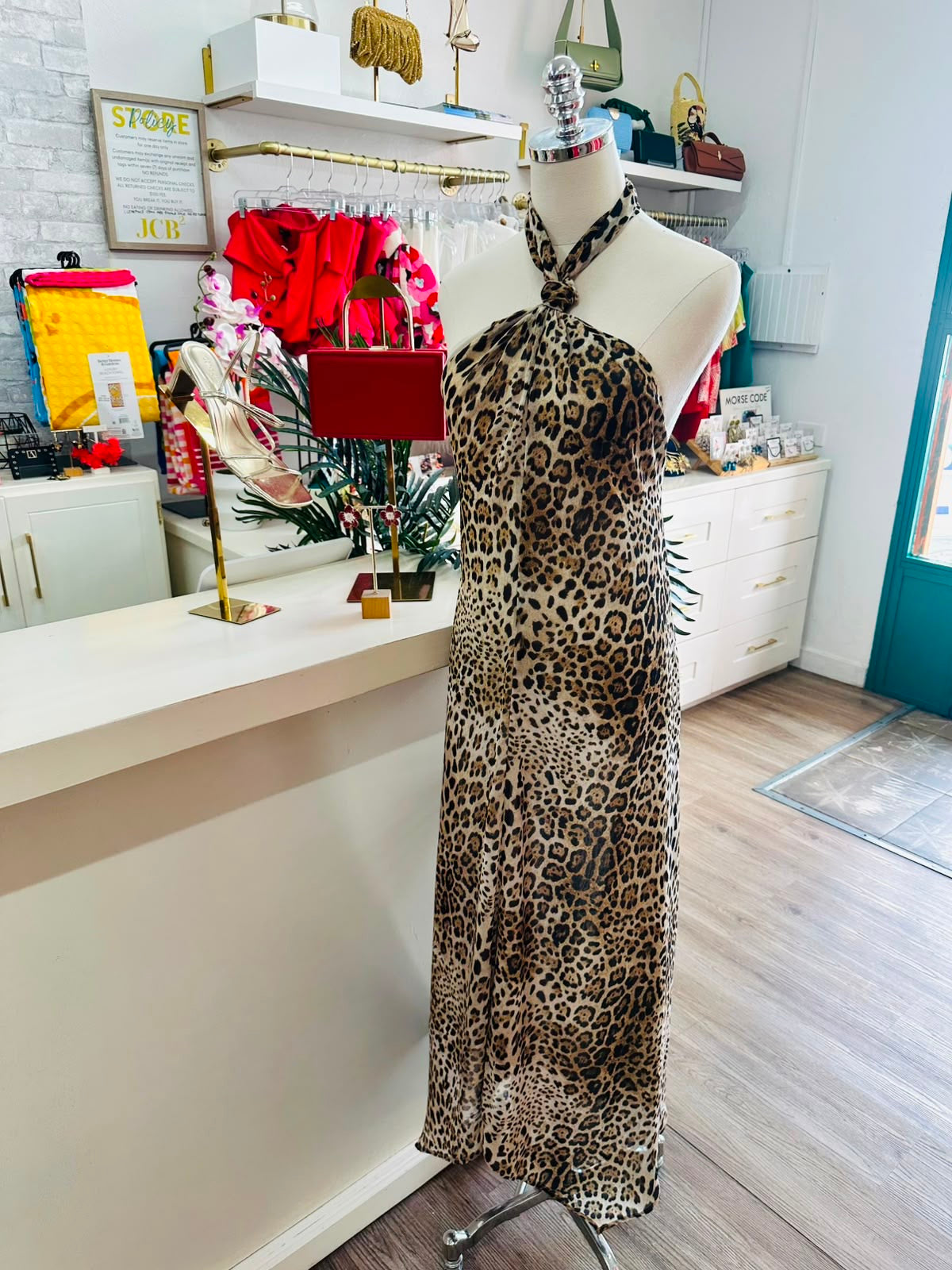 H&M Leopard Halter Midi Dress