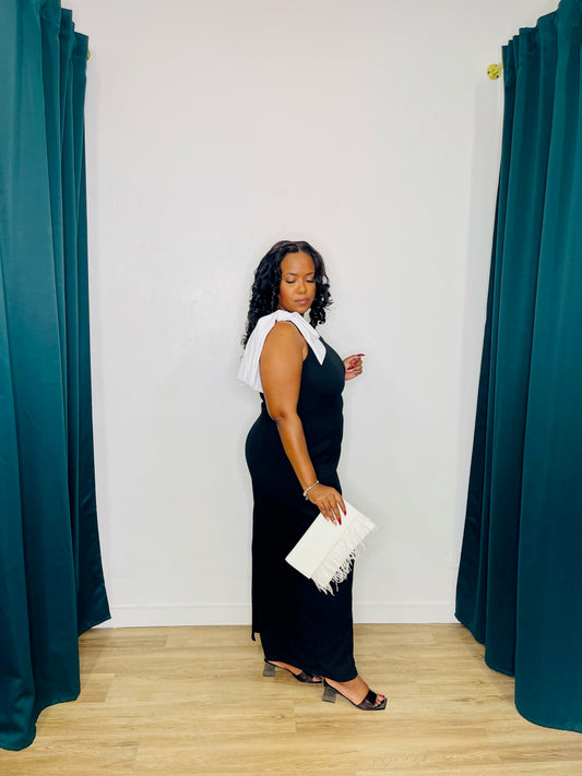 Marina Plus One Shoulder Bow Dress