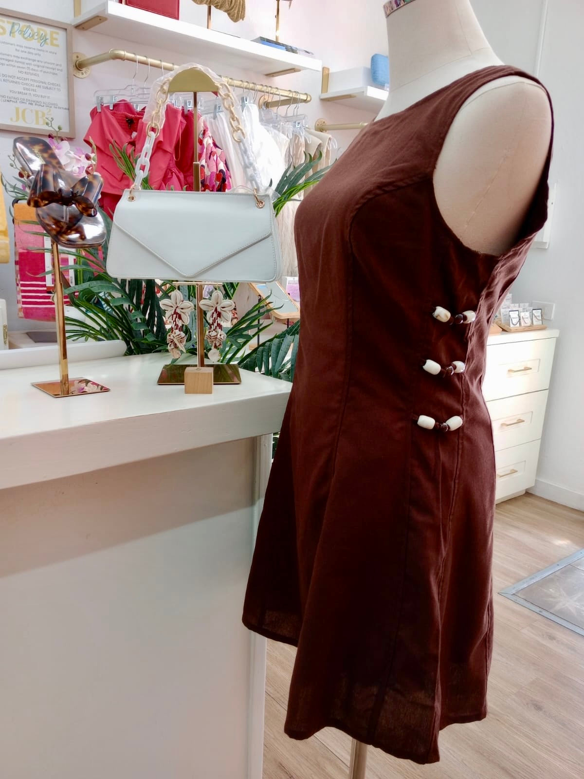 PH Linen Beaded Mini Dress