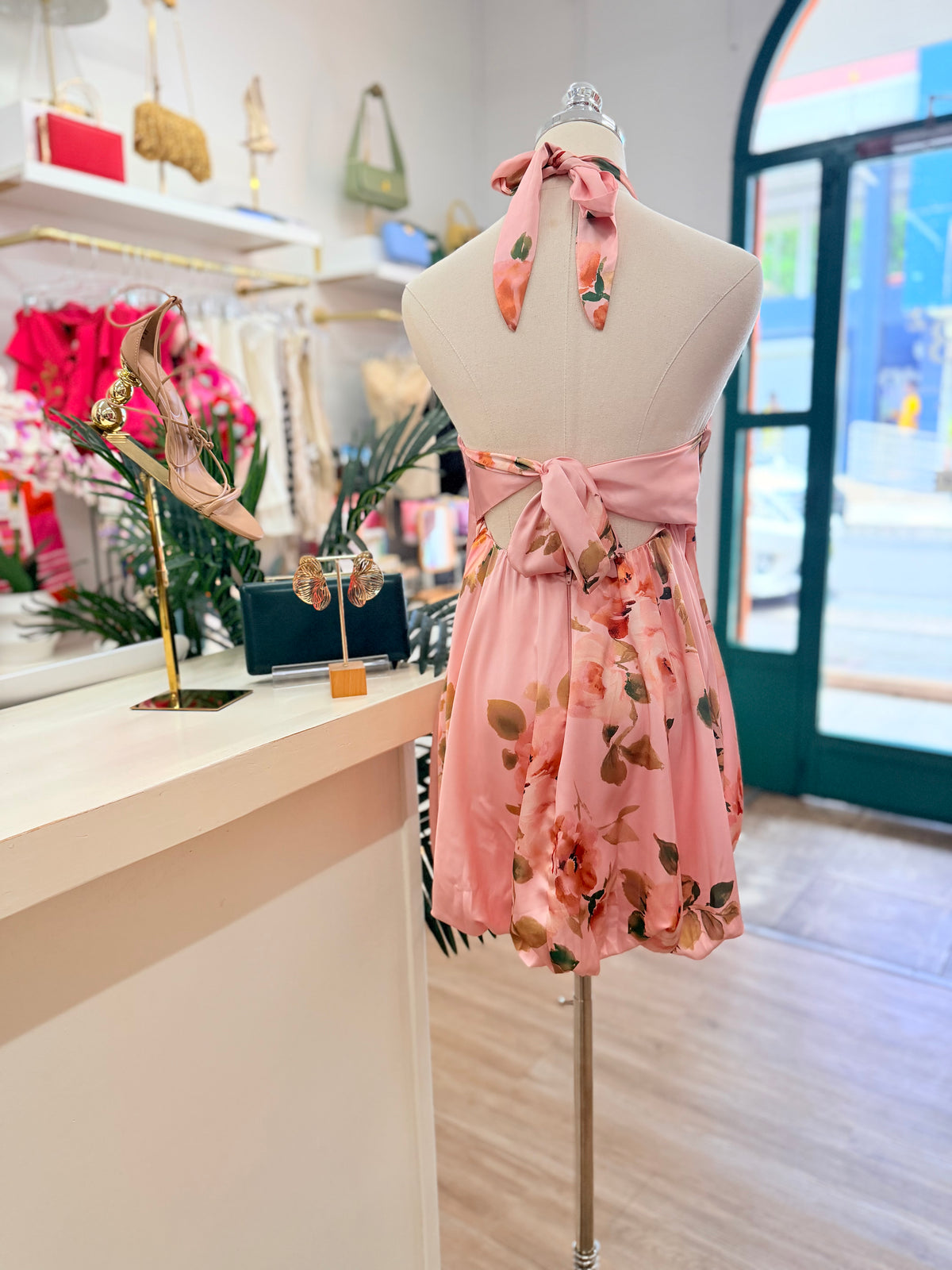 S&C Rose Halter Satin Dress
