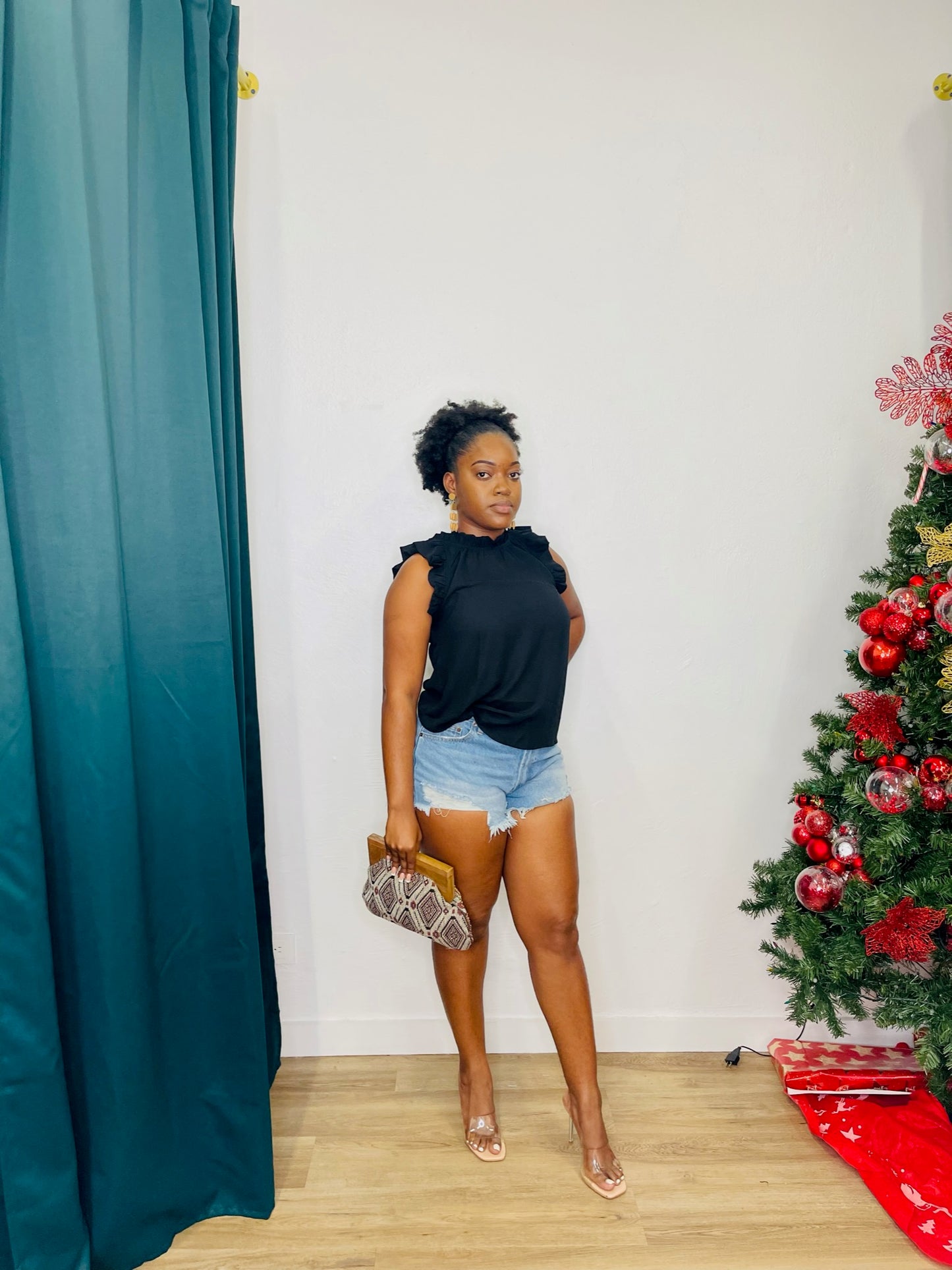 Mine/BP Ruffle Neck Top