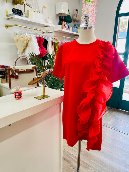 Rivir Wide Ruffle T-Shirt Dress