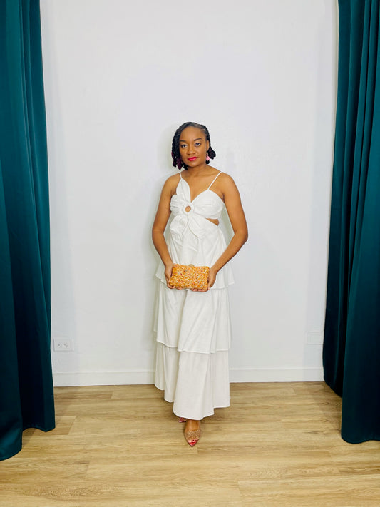 EB Maxi Flrl Applique Tiered Dress